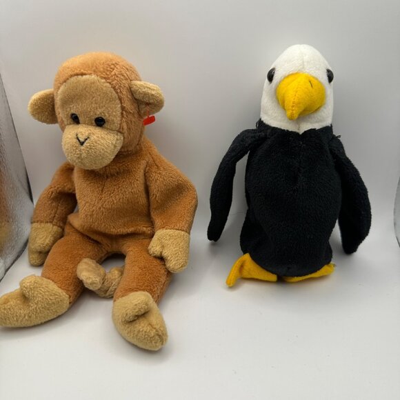 Set of 2 Ty Beanie Babies plush dolls Baldy and Bongo plush toys collectibles - Picture 1 of 5